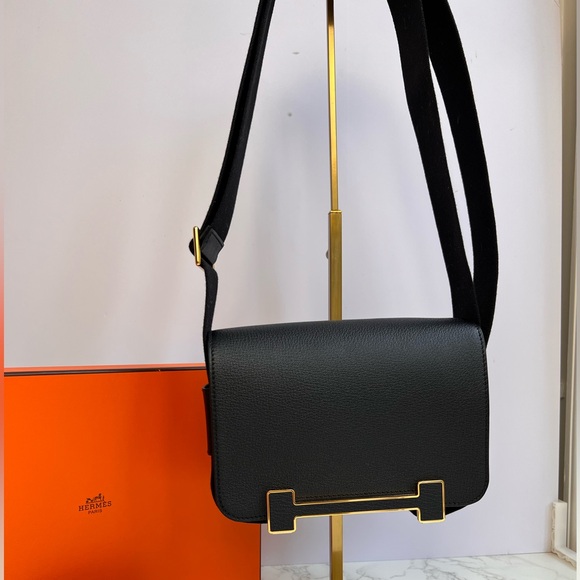 Authentic Brand New Hermes Geta Bag in black chevre leather - Picture 3 of 14